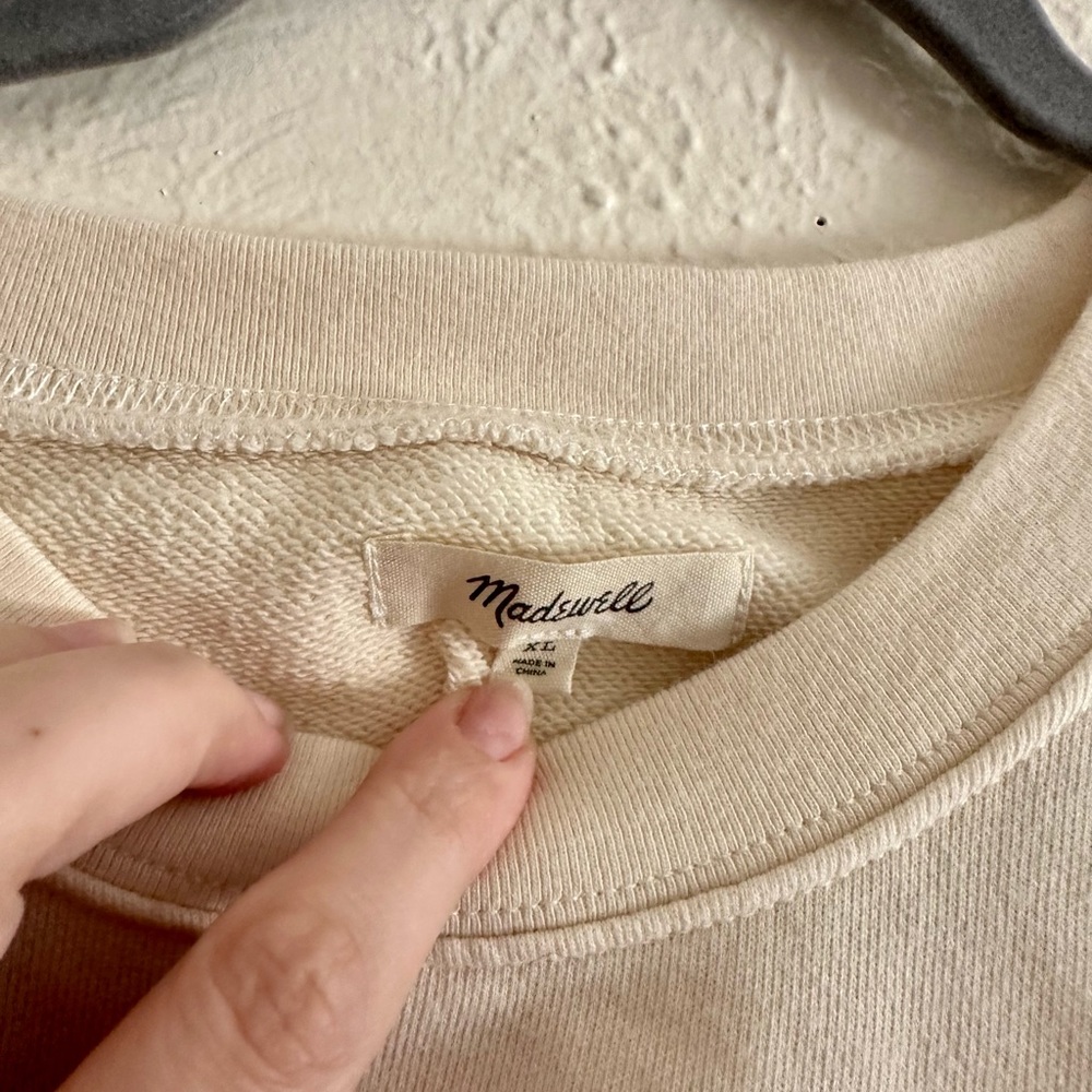 Madewell Re)sourced Cotton Mainstay Sweatshirt Kimball Stripe XL / ANTIQUE CREAM - Picture 6 of 8